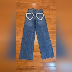 Ashley Mason High-Rise Wide Leg Jeans in Blue Denim